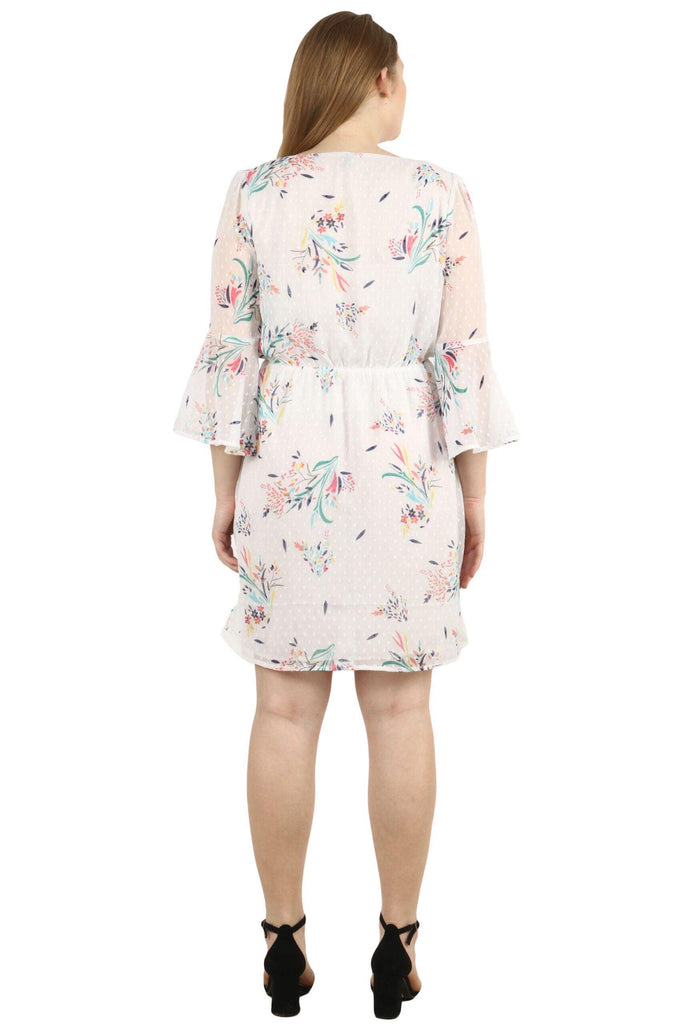 Model wearing Polyster Chiffon Mini Dress with Pattern type: Floral-2