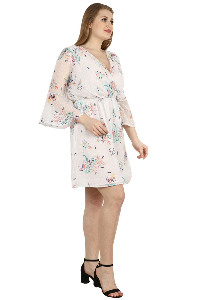 Model wearing Polyster Chiffon Mini Dress with Pattern type: Floral-4