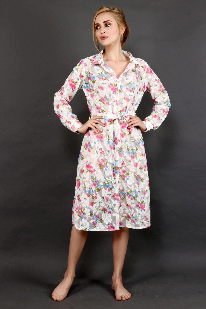 Model wearing Polyster Georgette Midi Dress with Pattern type: Floral-3