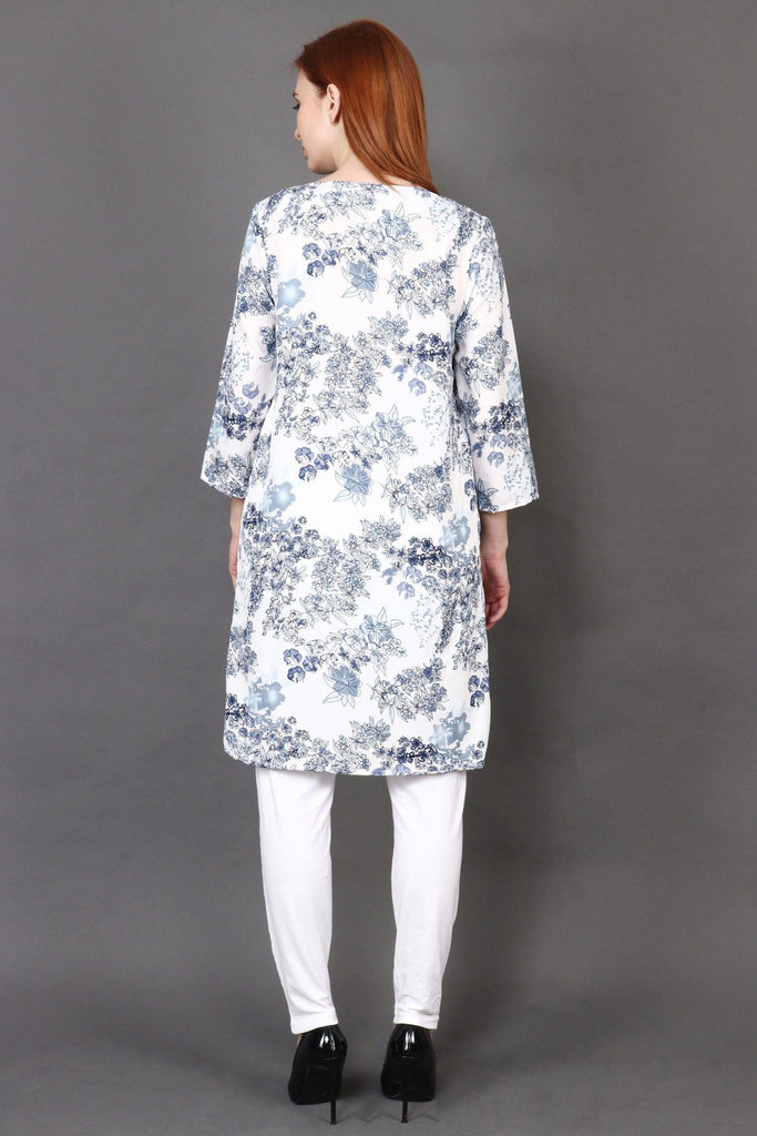 Model wearing Polyester Kurti with Pattern type: Floral-5