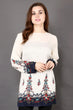 White Floral Printed Kurti with Border