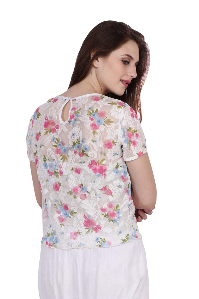 Model wearing Rayon Top with Pattern type: Floral-5