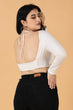 White Solid Backless Semi-Sheer Top