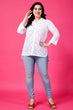 White Solid Cutwork Up Down Shirt