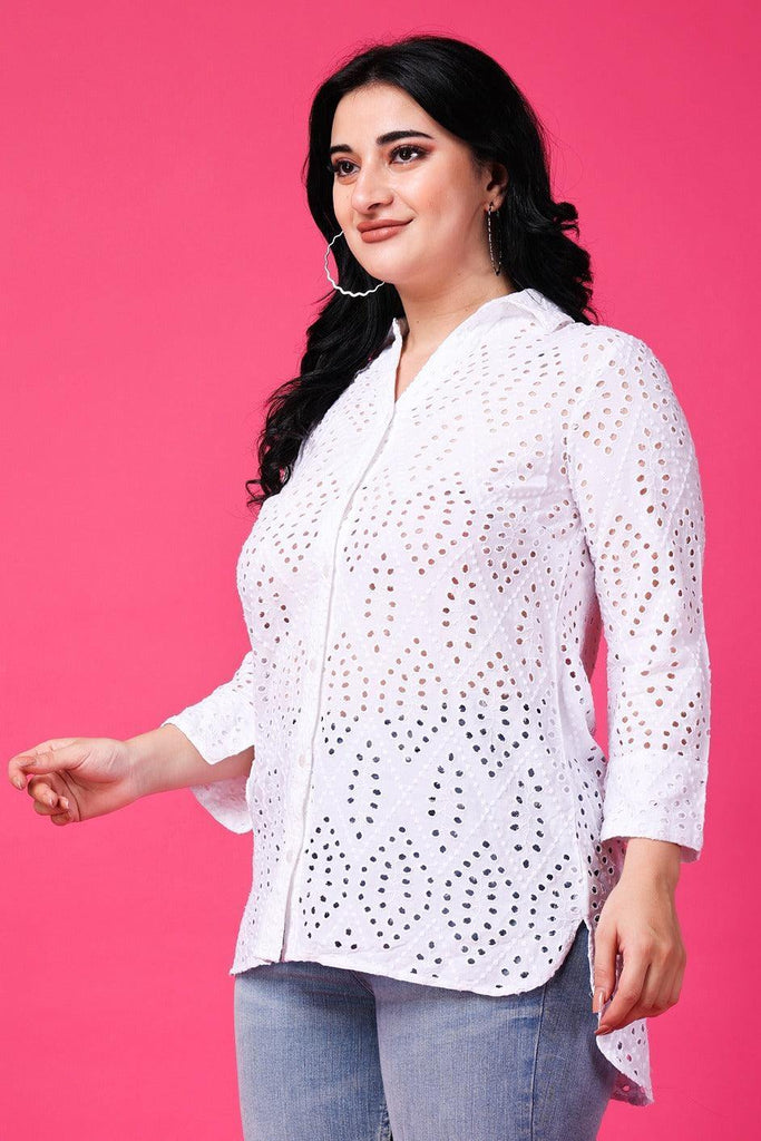 Model wearing Cotton Shirt with Pattern type: Solid-3