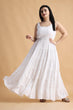 White Solid Frill Maxi Dress