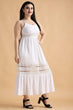 White Solid Lace Maxi Dress