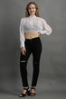 White Solid Sheer High Neck Top