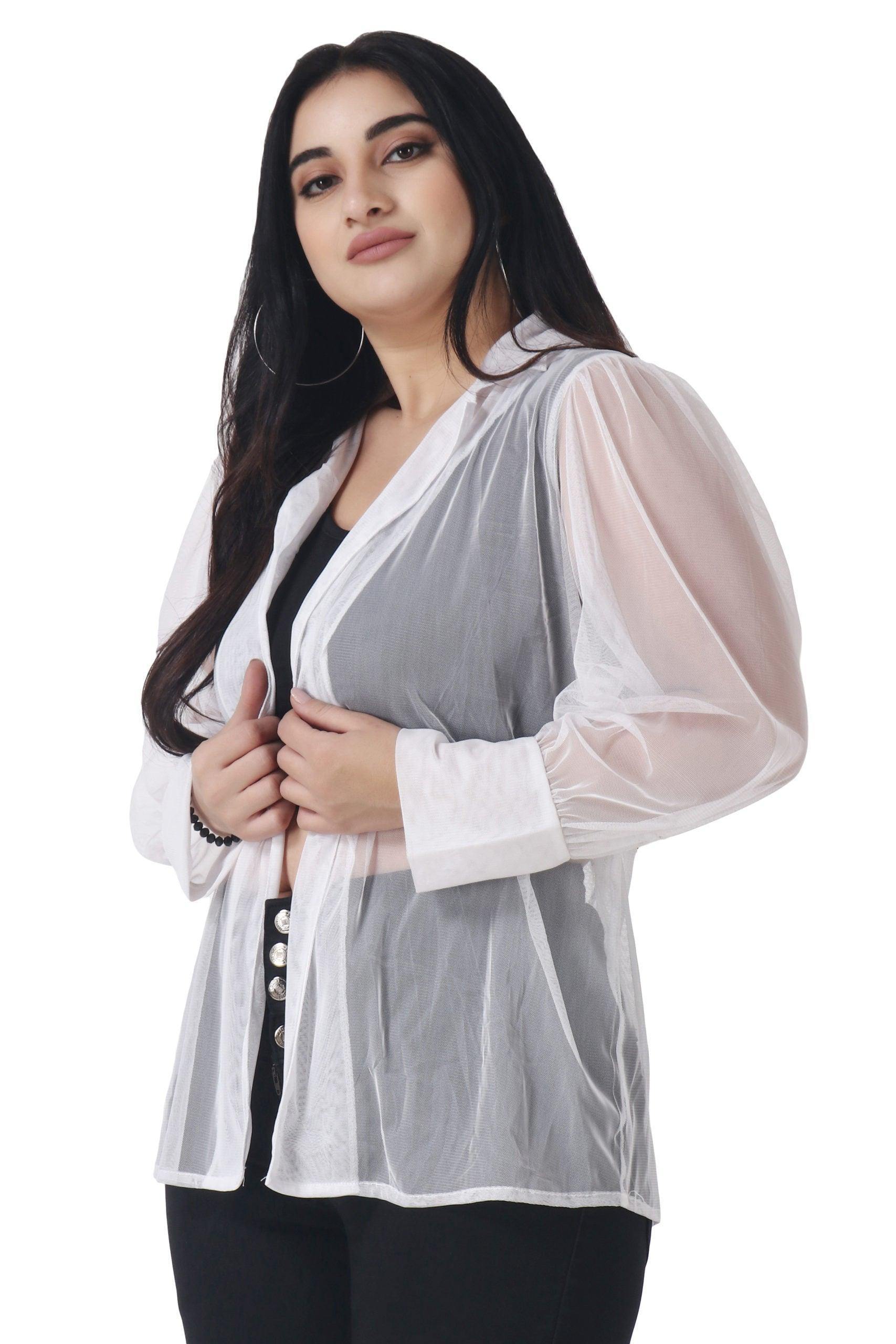 Stay Sheer and Stylish with Long Sleeve Polyester Shrug Perfect