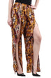 Yellow Abstract Square Printed Front Slit Pyjamas