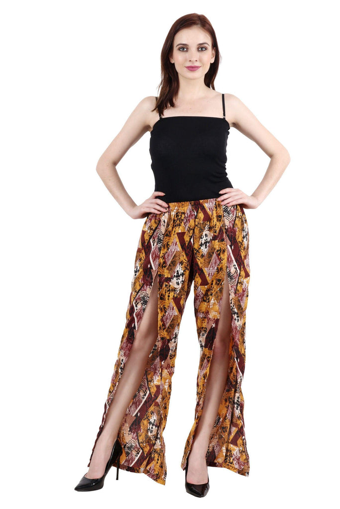 Model wearing Poly Crepe Pyjamas with Pattern type: Abstract-6