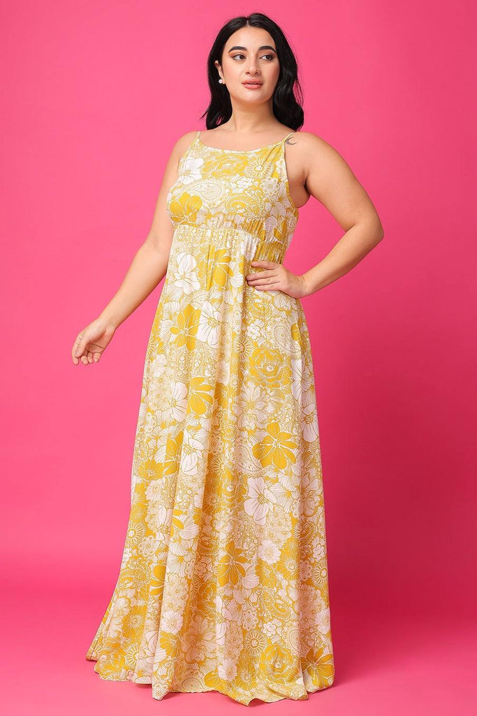 Model wearing Rayon Maxi Dress with Pattern type: Floral-3