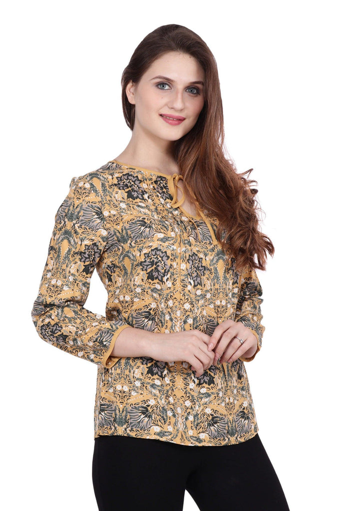 Model wearing Viscose Top with Pattern type: Floral-3