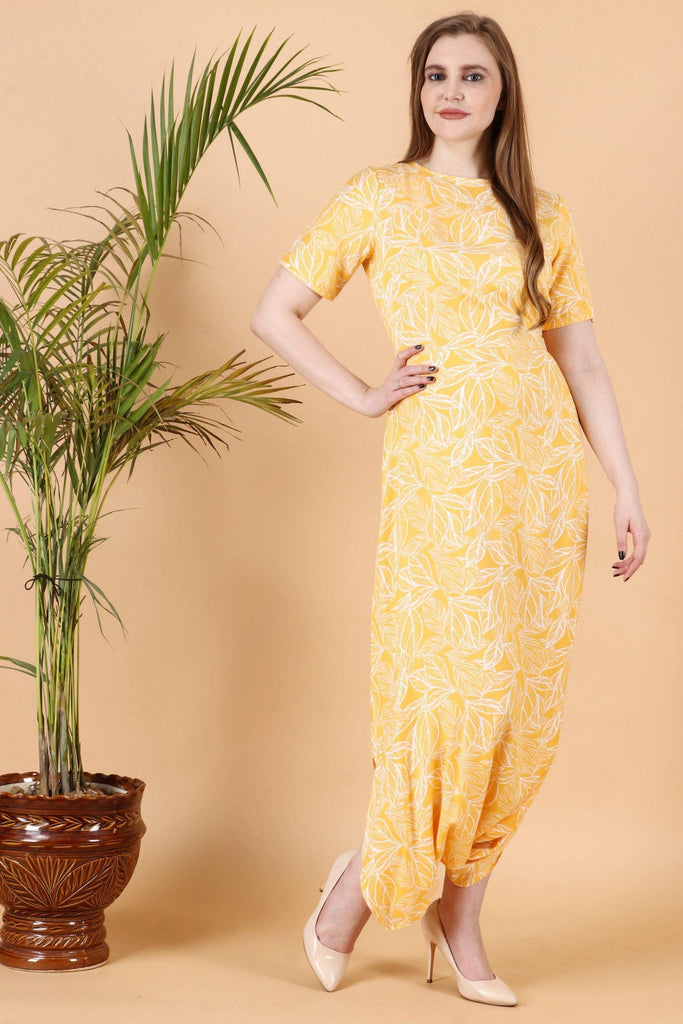 Model wearing Rayon Jumpsuit with Pattern type: Floral-5