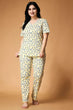 Yellow Floral Printed Night Suit Set