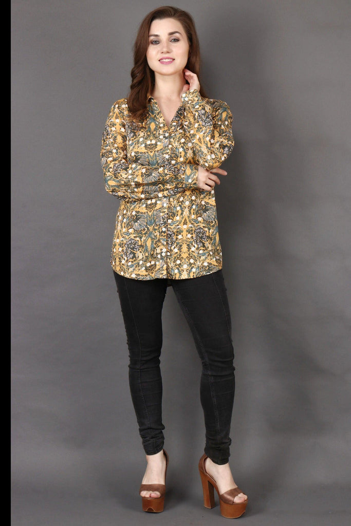 Model wearing Rayon Shirt with Pattern type: Floral-4