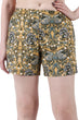 Yellow Floral Printed Slip On Shorts