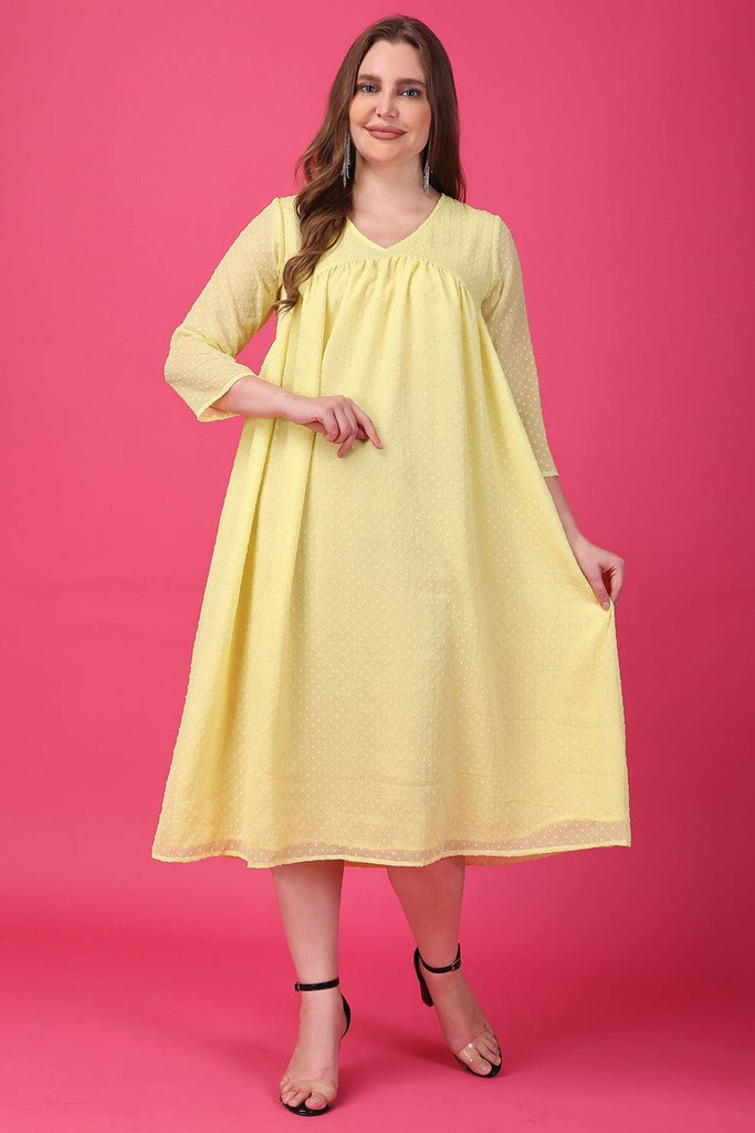 Model wearing Polyster Chiffon Mini Dress with Pattern type: Solid-1