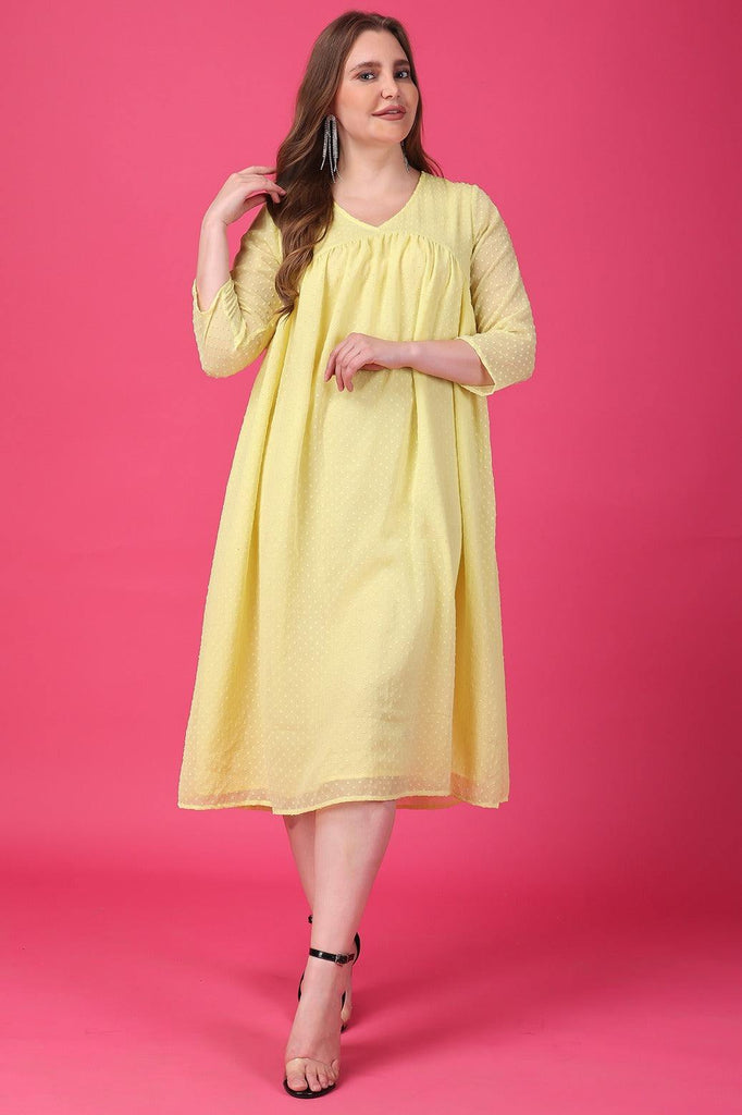 Model wearing Polyster Chiffon Mini Dress with Pattern type: Solid-2