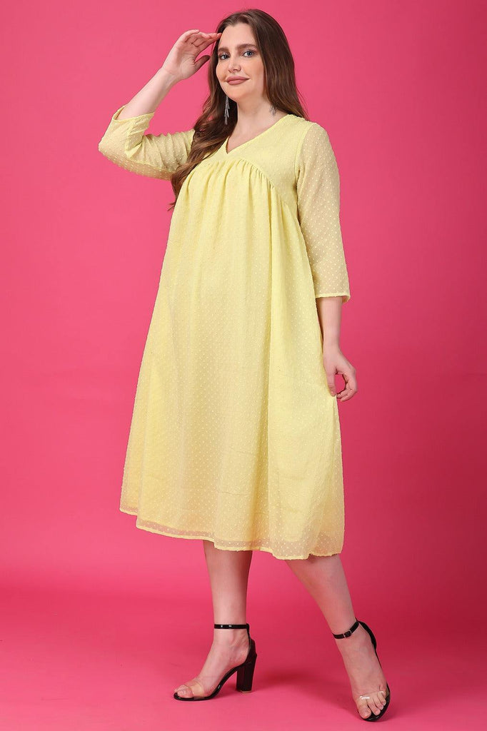 Model wearing Polyster Chiffon Mini Dress with Pattern type: Solid-3