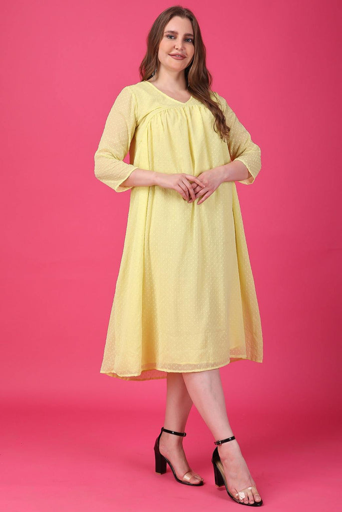 Model wearing Polyster Chiffon Mini Dress with Pattern type: Solid-4