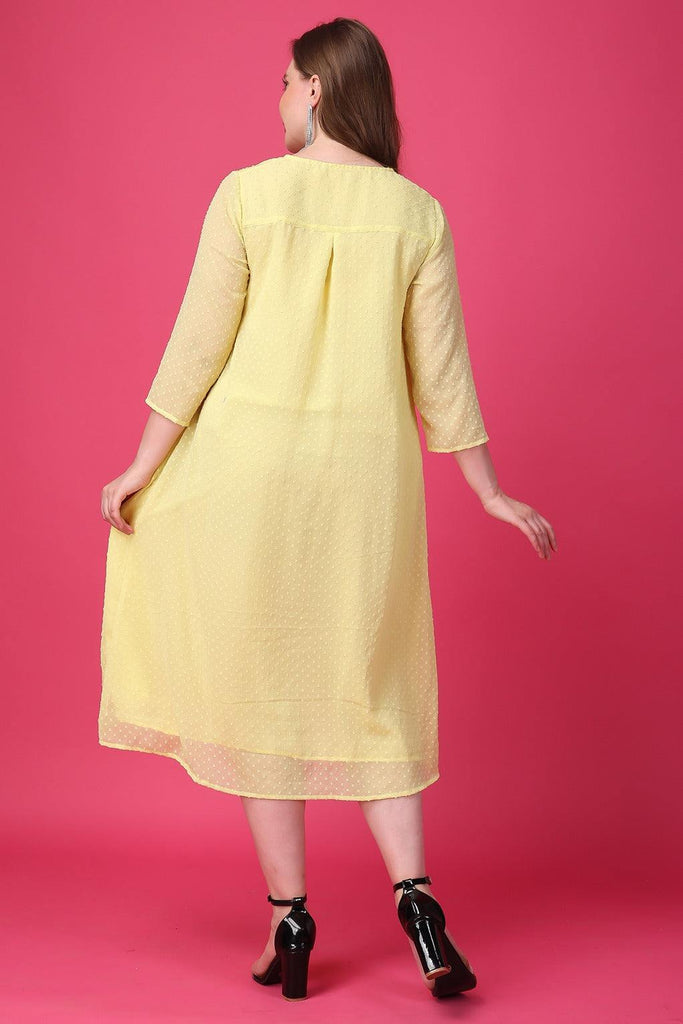 Model wearing Polyster Chiffon Mini Dress with Pattern type: Solid-6