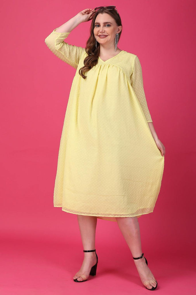 Model wearing Polyster Chiffon Mini Dress with Pattern type: Solid-7