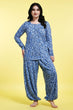 Zig Zag Abstract Printed Night Suit Set-Blue
