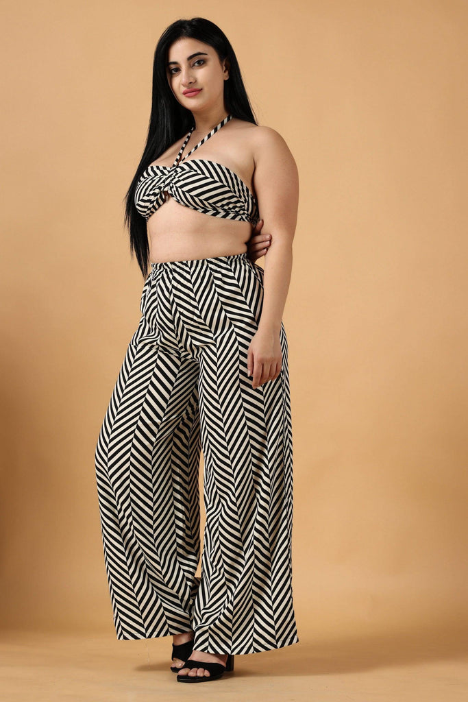 Model wearing Poly Crepe Co-ord Set with Pattern type: Zig Zag-4
