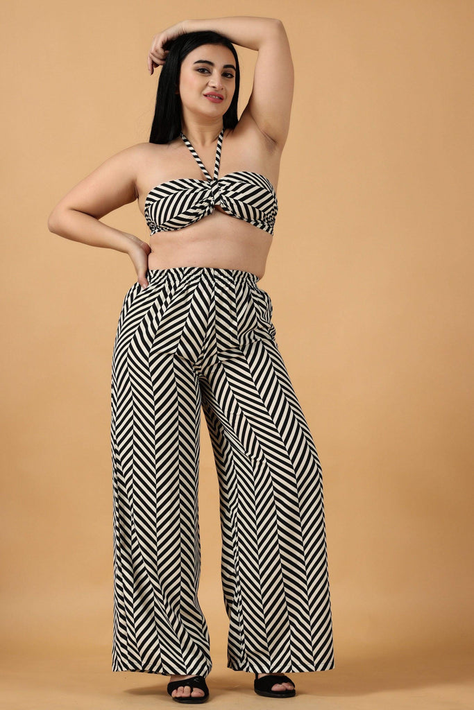 Model wearing Poly Crepe Co-ord Set with Pattern type: Zig Zag-7